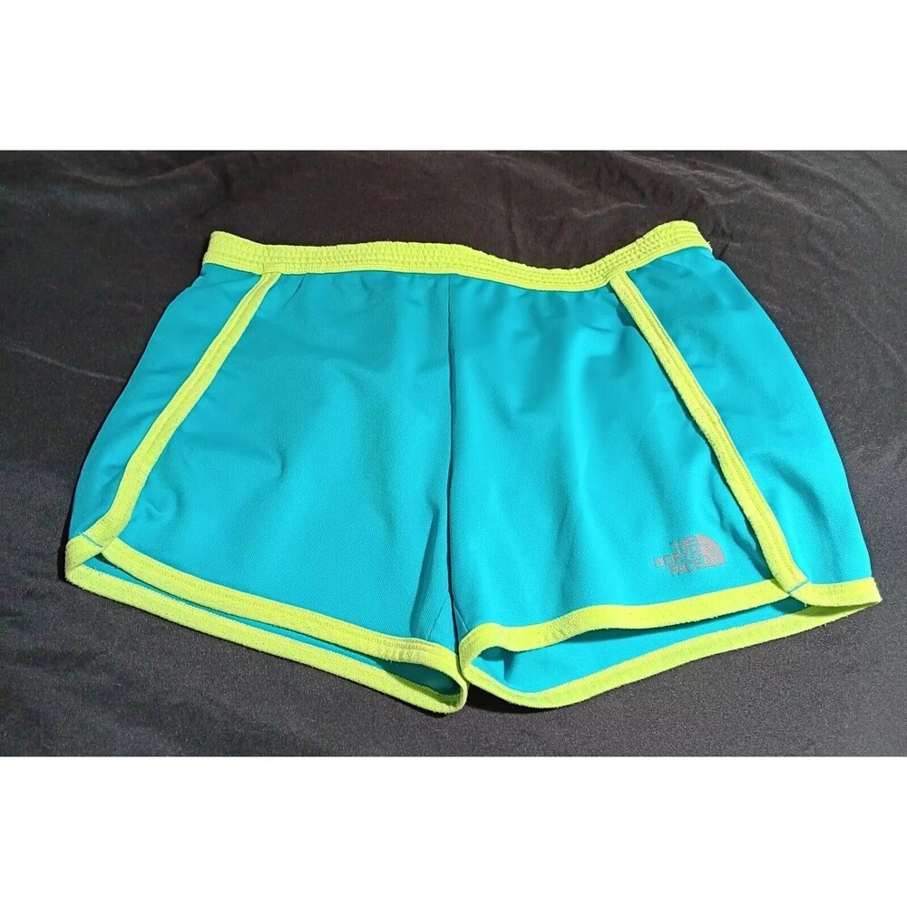 The North Face Girls Unlined Shorts Large 14 / 16 Swim Water Sports Green Blue